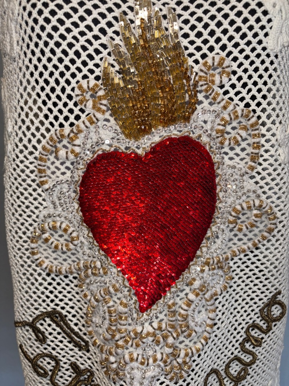 Dolce & Gabbana Crochet Mini Dress /Top Red Heart & Gold Embellishment 💥Runway💥 - Picture 11 of 17